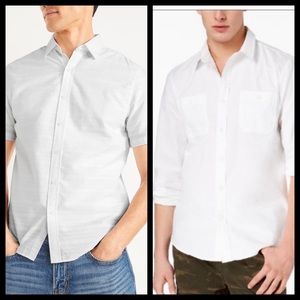 Bundle of short & long sleeve XL white linen button down shirts